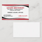 Carte de visite professionnelle de réparation auto (Devant / Derrière)