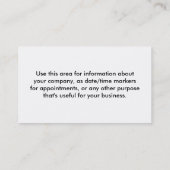 Carte de visite professionnelle de visite (Dos)