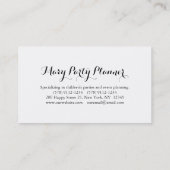 Carte de visite professionnelle de visite de (Dos)