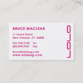 Carte de visite professionnelle de visite de Bruce (Dos)
