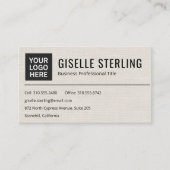 Carte de visite professionnelle en lin avec logo m (Devant)