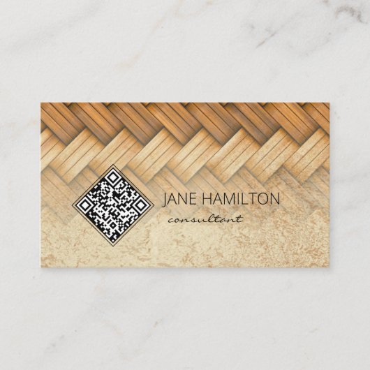 Carte de visite professionnelle en osier code QR o (Devant)