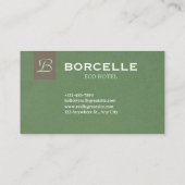 Carte de visite professionnelle en vert olive élég (Dos)