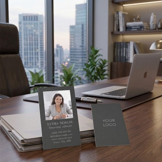 Carte de visite professionnelle gris foncé avec ph