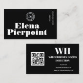 Carte de visite professionnelle grise à monogramme (Devant / Derrière)