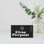 Carte de visite professionnelle grise à monogramme (Debout devant)
