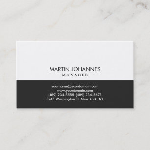 Carte de visite professionnelle grise et blanche d