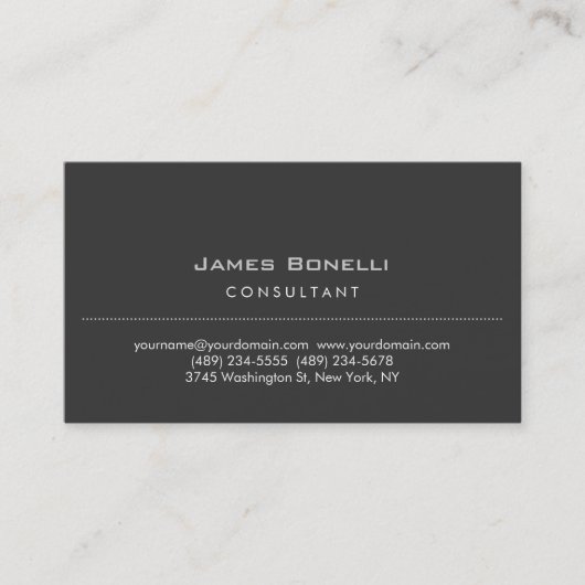Carte de visite professionnelle grise simple et ch (Devant)