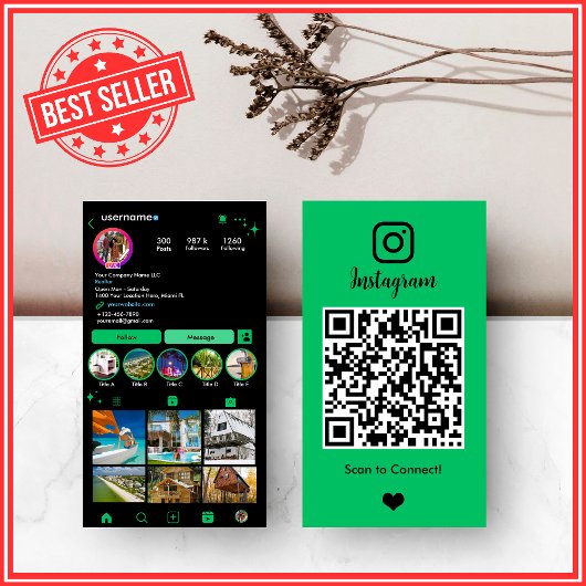 Carte de visite professionnelle Instagram QR Fores