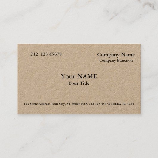 Carte de visite professionnelle Kraft minimaliste  (Devant)