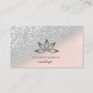 Carte de visite professionnelle Lotus argent Bokeh
