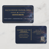 Carte de visite professionnelle luxe bleu marine e (Devant / Derrière)