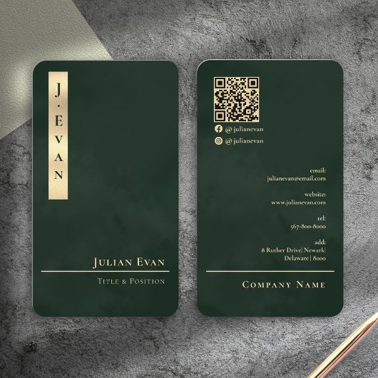 Carte de visite professionnelle Luxe vert émeraude