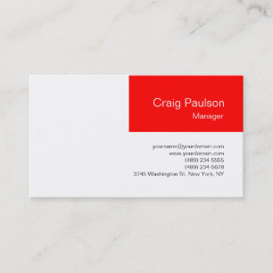 Carte de visite professionnelle Manager Blanc Roug
