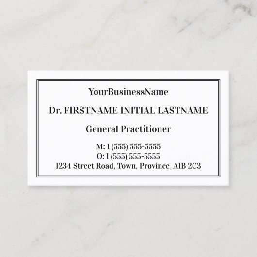 Carte de visite professionnelle médicale simple (Devant)