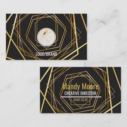 Carte de visite professionnelle minimale luxe noir (Devant / Derrière)