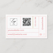 Carte de visite professionnelle minimale rose et b (Dos)