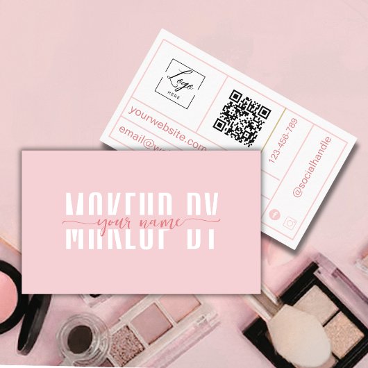 Carte de visite professionnelle minimale rose et b