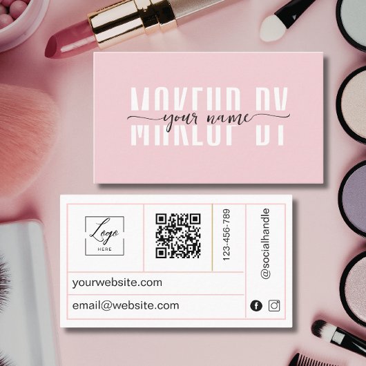 Carte de visite professionnelle minimale rose et b