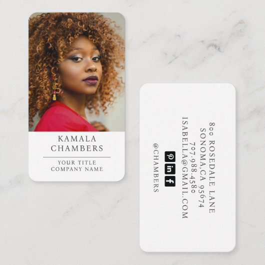 Carte de visite professionnelle moderne avec photo (Devant / Derrière)