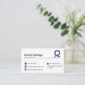 Carte de visite professionnelle moderne bleue (Debout devant)