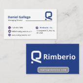 Carte de visite professionnelle moderne bleue (Devant / Derrière)