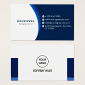 Carte de visite professionnelle moderne bleue et n (Devant & derrière)