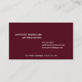 Carte de Visite Professionnelle Moderne Minimalist (Dos)