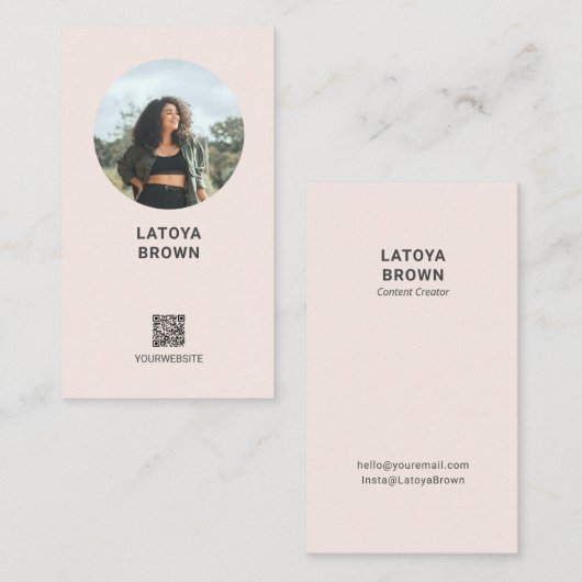 Carte de visite professionnelle moderne rose blush (Devant / Derrière)