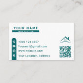 Carte de visite professionnelle moderne sarcelle e (Dos)