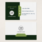 Carte de visite professionnelle moderne verte et b (Devant & derrière)