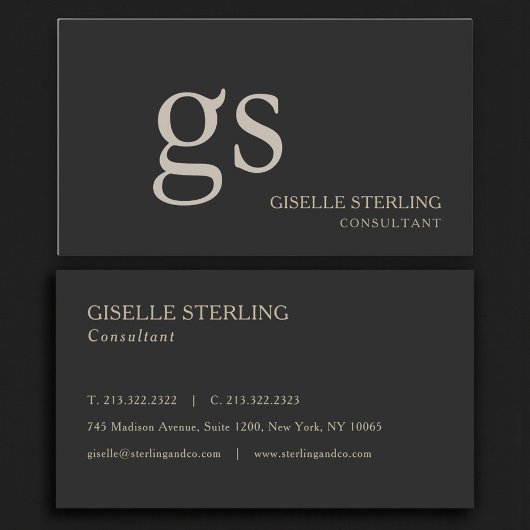 Carte de visite professionnelle Monogram Black