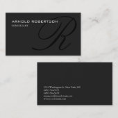 Carte de visite professionnelle Monogram Gray Blac (Devant / Derrière)