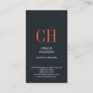 Carte de visite professionnelle Monogramme Bleu Gr