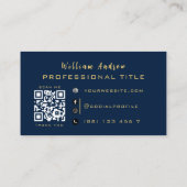 Carte de visite professionnelle Monogramme Bleu Or (Dos)