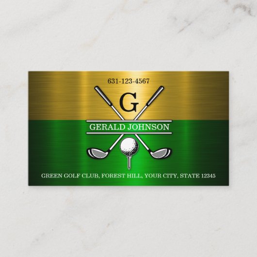 Carte de visite professionnelle monogramme de golf (Devant)