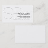 Carte de visite professionnelle Monogramme Gris Bl (Devant / Derrière)