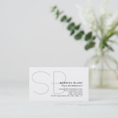 Carte de visite professionnelle Monogramme Gris Bl (Debout devant)