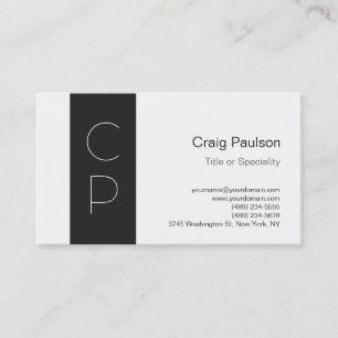 Carte de visite professionnelle Monogramme Gris Bl