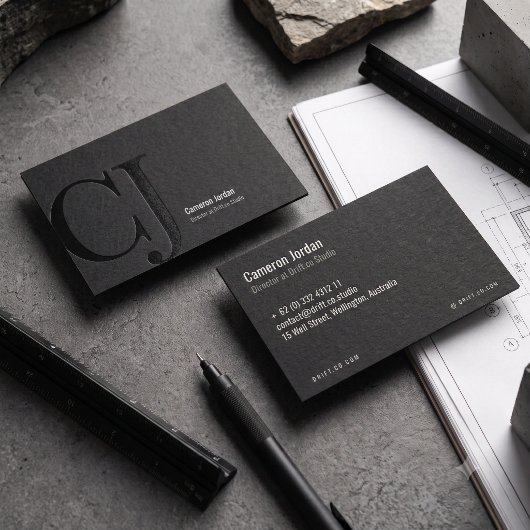 Carte de visite professionnelle Monogramme Noir