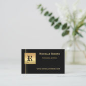 Carte de visite professionnelle Monogramme Or Noir (Debout devant)