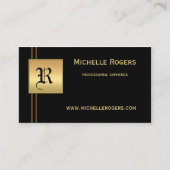 Carte de visite professionnelle Monogramme Or Noir (Devant)