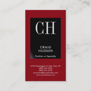 Carte de visite professionnelle Monogramme Rouge N