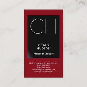 Carte de visite professionnelle Monogramme Rouge N