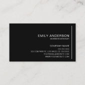 Carte de visite professionnelle noire minimaliste (Devant)