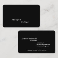 Carte de visite professionnelle noire minimaliste