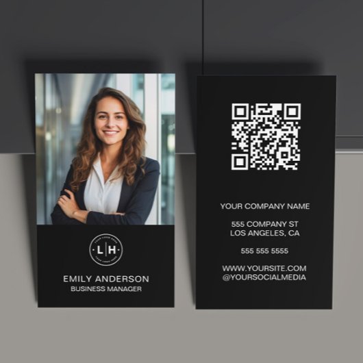 Carte de visite professionnelle photo QR code logo