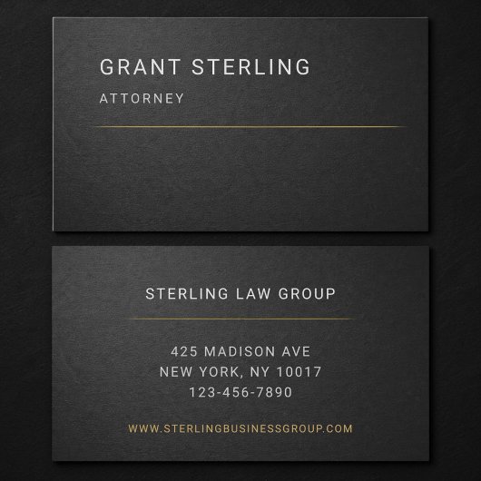 Carte de visite professionnelle pour avocat noir