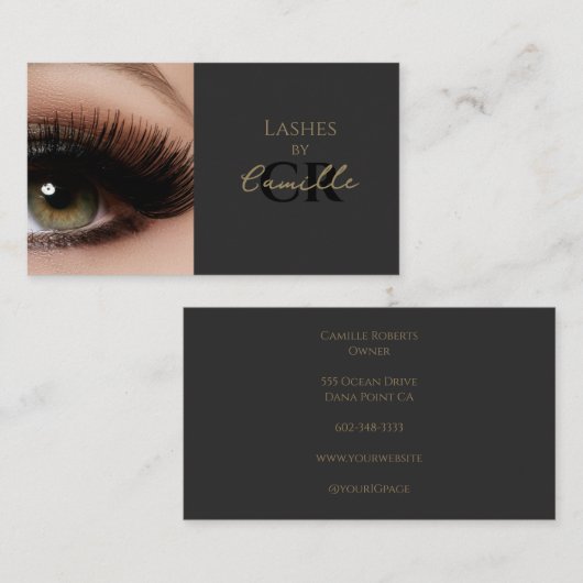 Carte de visite professionnelle pour cils en scrip (Devant / Derrière)