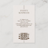 Carte de visite professionnelle pour la photograph (Dos)